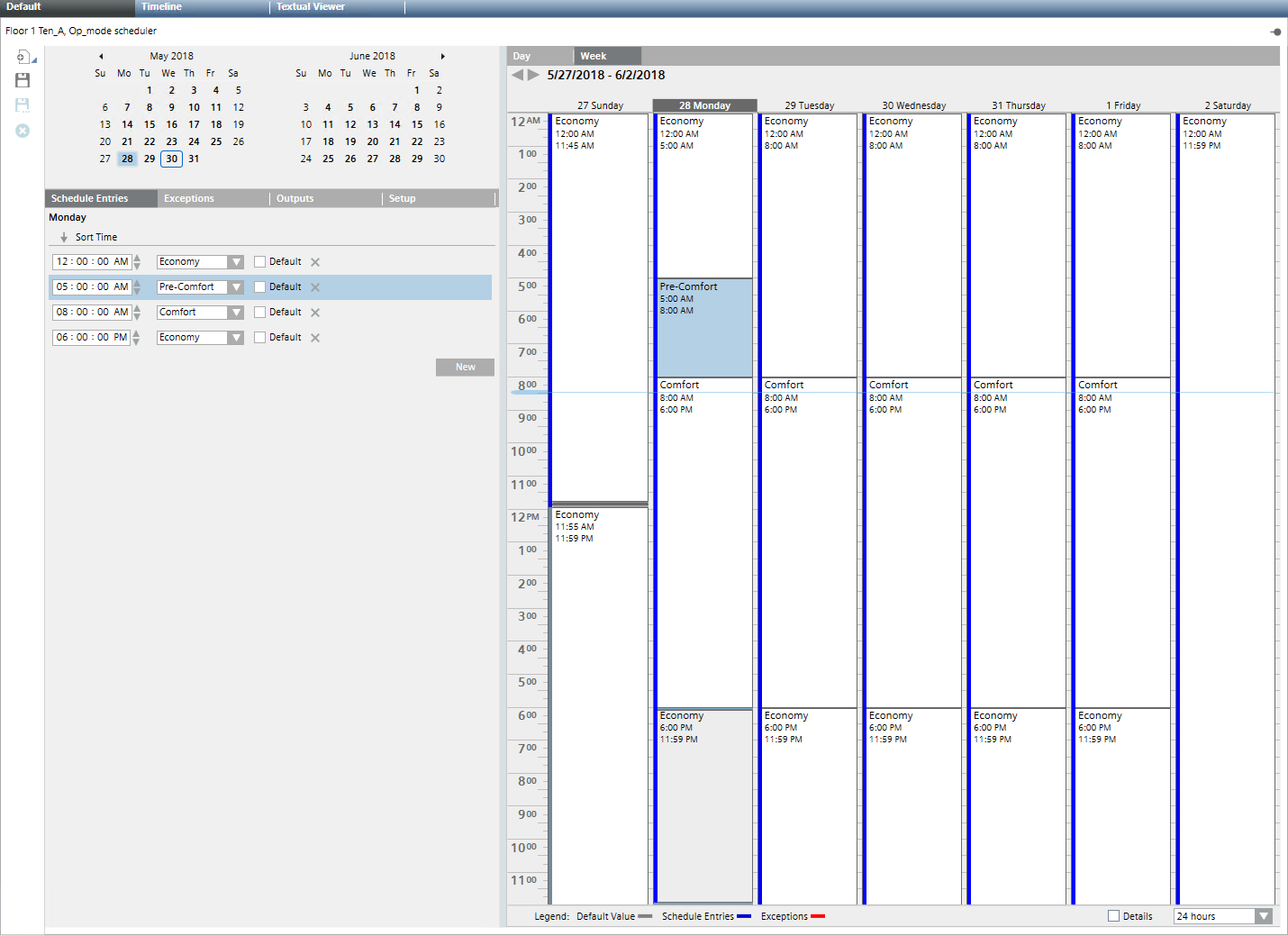 Changed Scheduler Times with Pre-Comfort Mode