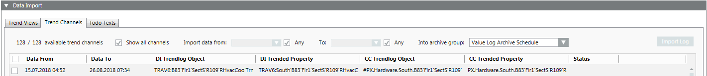 The # character is added prior to the data point reference in the CC Trendlog Object column.