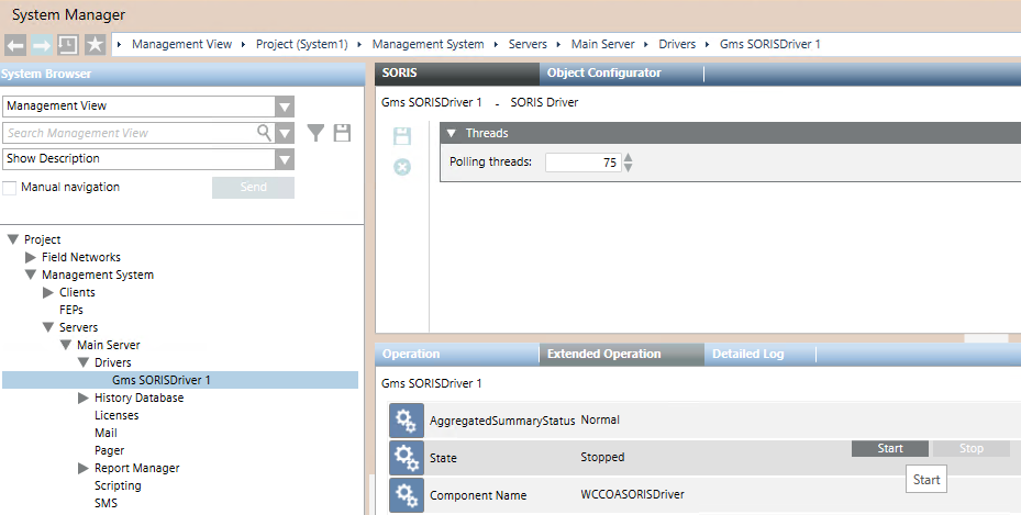 Start the Soris Driver