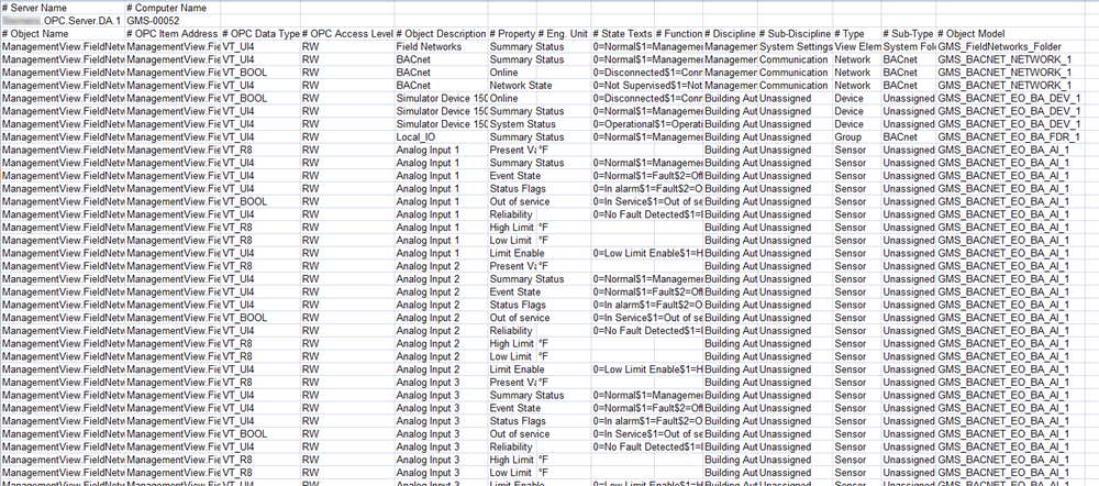 Exported CSV File Sample (Opened with MS Excel)