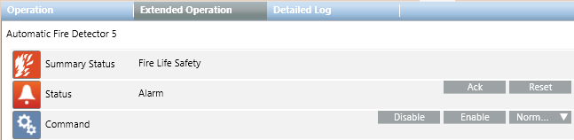 Command Buttons in the Extended Operation tab